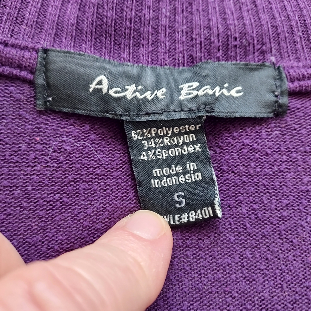 Active Basic Deep Purple V-Neck Lightweight Knit Long Sleeve Longline Layering - Picture 2 of 5